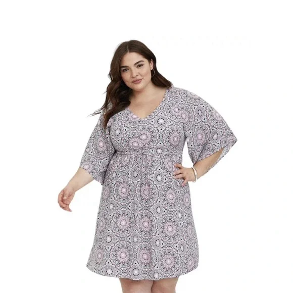 torrid | Dresses | Torrid Plus Women Sz 2 2x Mini Challis Skater Dress Geo  Print Motif All Over | Poshmark